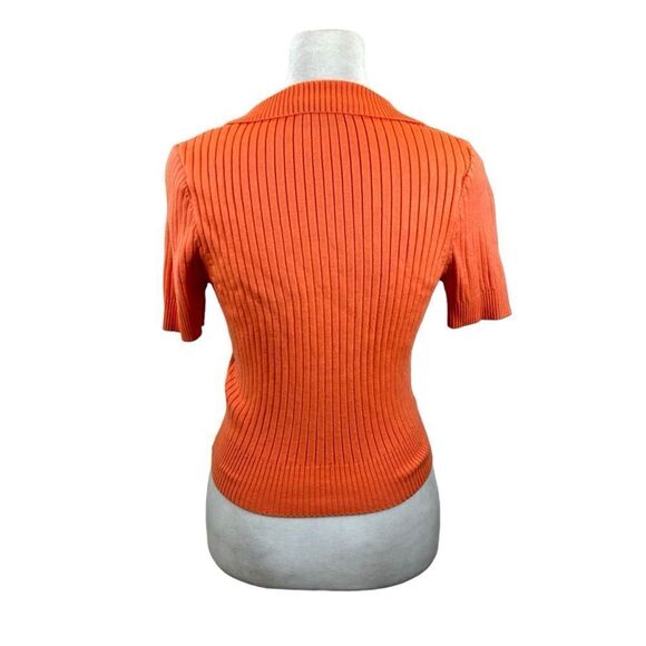 Ladies Vestique Brand Orange Ribbed Button Up Cardigan Size Medium - Picture 5 of 8